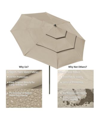 10 Ft 3 Tier Patio Umbrella with Crank Handle Push to Tilt Aluminum Backyard