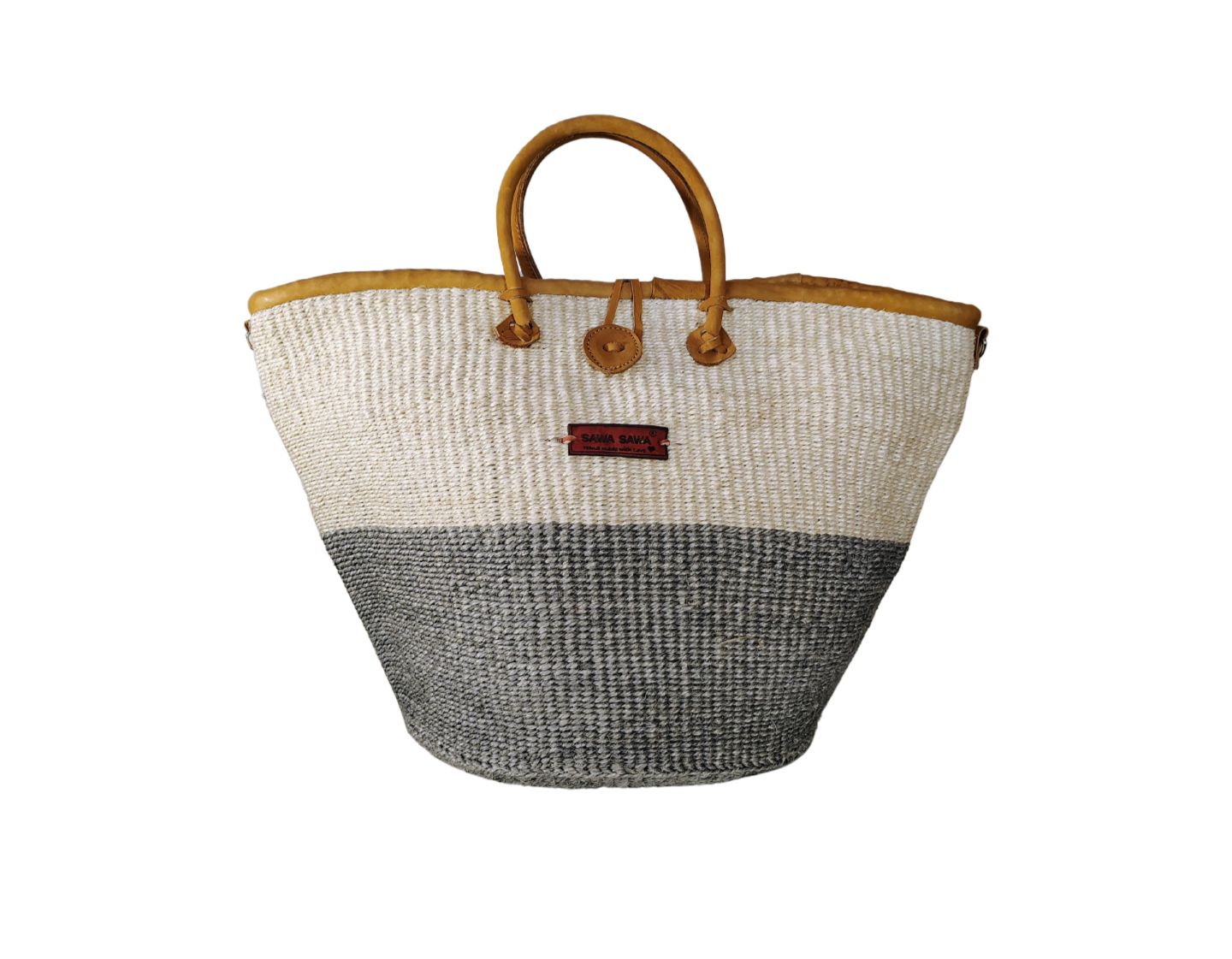 Женская сумка SAWA SAWA Ash and Ivory Wisdom Handmade Sisal Straw Basket, цвет: Молочный / Серый — фото 1