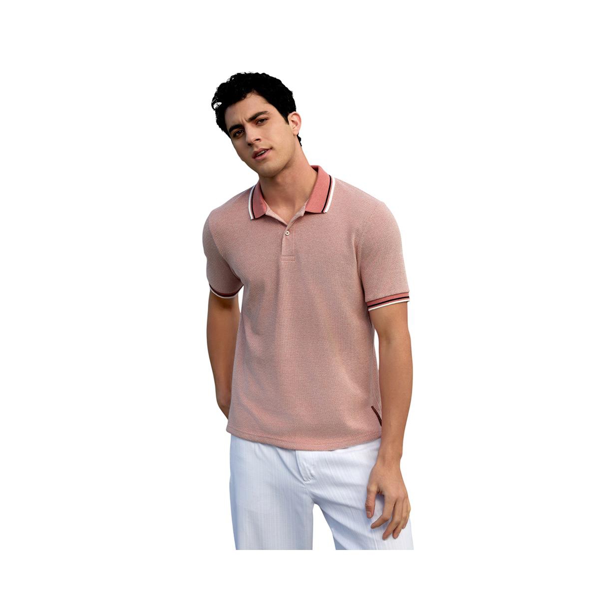 Men's Brick Brown Duo-Hue Knit Polo T-Shirt - Brown