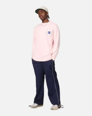 Men's Floral Pocket Oversized Long Sleeve T-Shirt, Pink, M