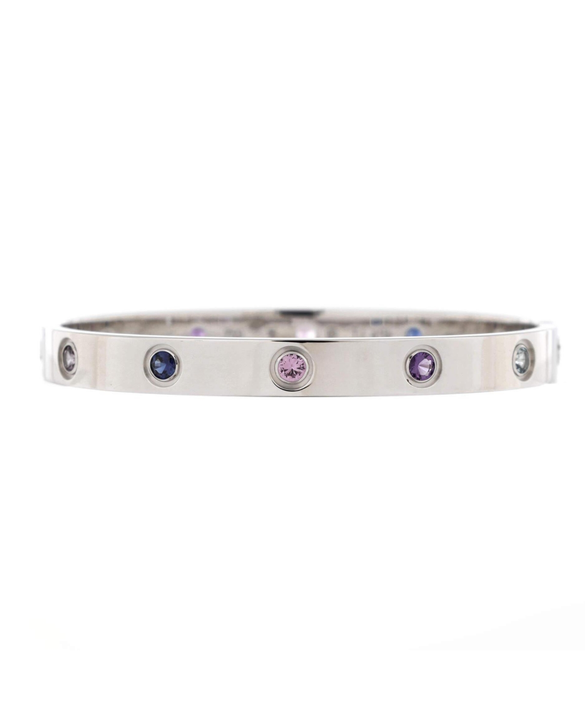Love 10 Stone Bracelet 18K White Gold with Aquamarine, Sapphire, Spinel and Amethyst - 18k white gold