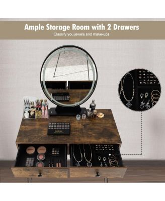 Industrial Makeup Dressing Table with 3 Lighting Modes