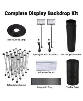 InstaHibit 10x8 Ft Pop Up Backdrop Booth Stand w/ Podium Table Counter Black