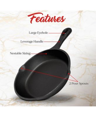 Cast Iron Skillet 3 Pieces Set - 6'' 8'' 10'' - Pre-Seasoned Cooking Pans