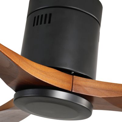 52" Flush Mount Wood Ceiling Fan Without Lights