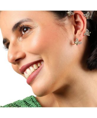 Gold-Plated Butterfly Cuff Earrings