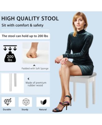 Vanity Table Stool Set with Large Tri-folding Lighted Mirror