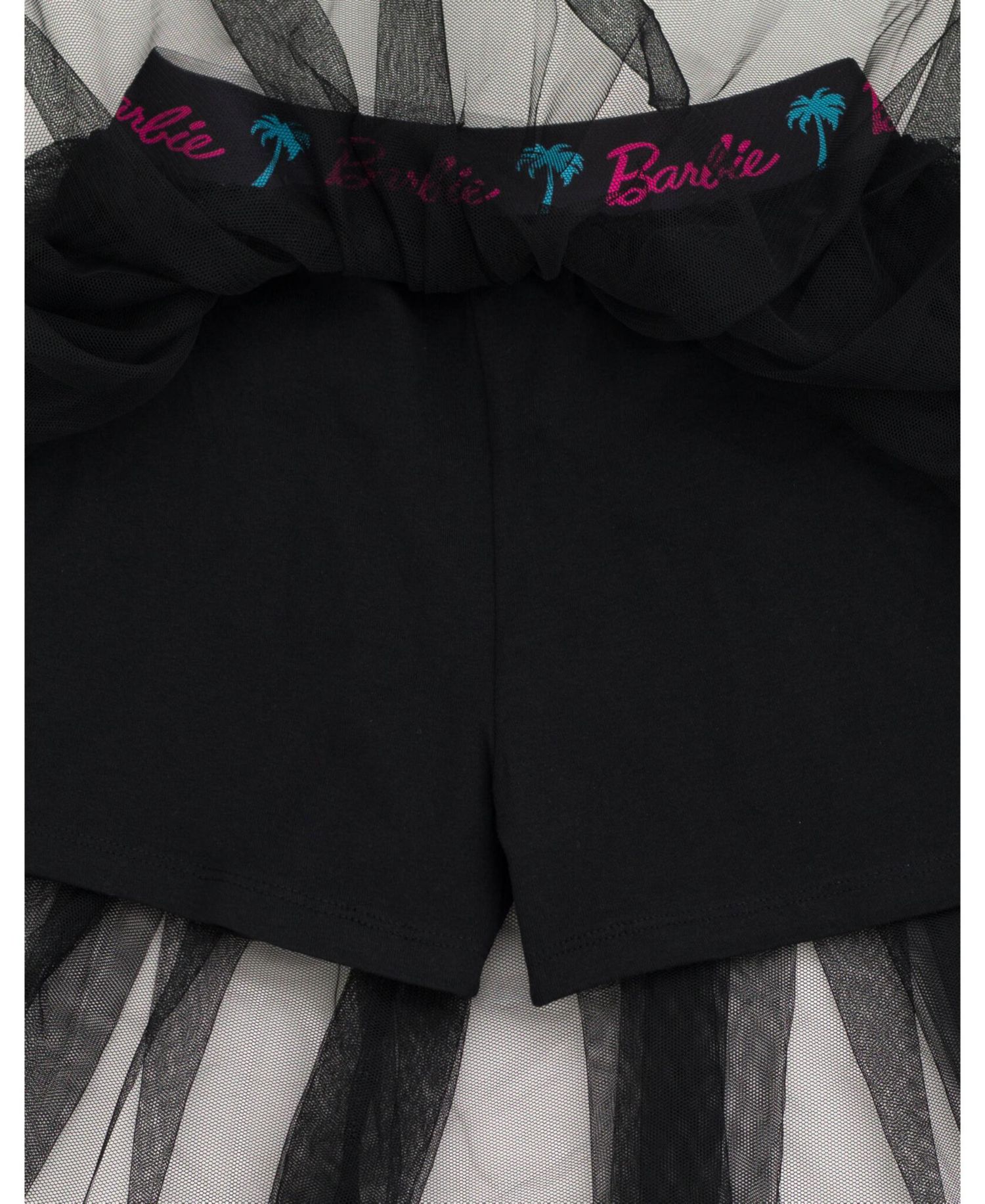 Cropped Boxy Drop Shoulder T-Shirt and Mesh Tulle Skort
