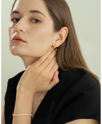 Sterling Silver 18k Gold Plated Estelle Necklace & Stud Earrings Set