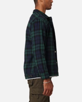 Men's Darby Plaid Shacket- Dark Green, S