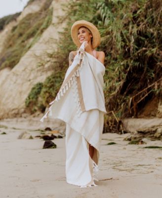 Oceanside Washable Cotton Beach Blanket, 66" x 80"