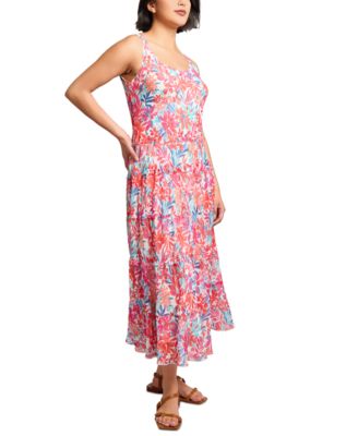 Jones New York - Petite Printed Tiered Sleeveless Maxi Dress