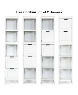5-Tier Multifunctional Bathroom Floor Cabine Storage with 2 Drawers