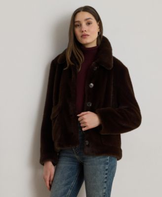 Women's Buttoned Faux-Fur Jacket