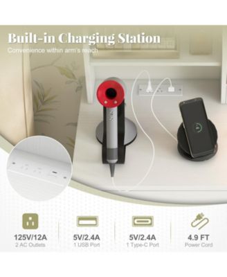 Makeup Vanity Desk Dressing Table and Stool Set with Mirror and Lights