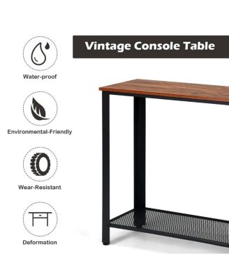 Metal Frame Wood Console Sofa Table with Storage Shelf