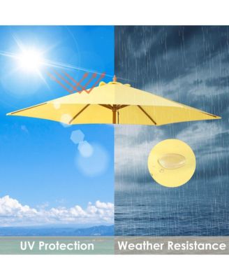 9ft Outdoor Umbrella  Replacement Canopy with 6 Ribs Market Table Top Sunshade Cover Garden Beach Balcony