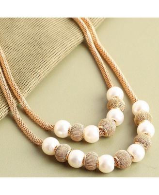 -Plated Pearl Necklace