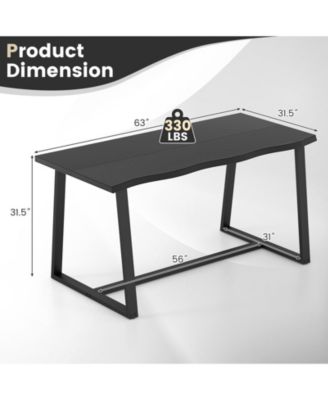 63" Large Dining Table with Wavy Edge and Heavy-duty Metal Frame