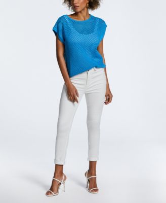 Petite Oversized Mesh Sleeveless Sweater