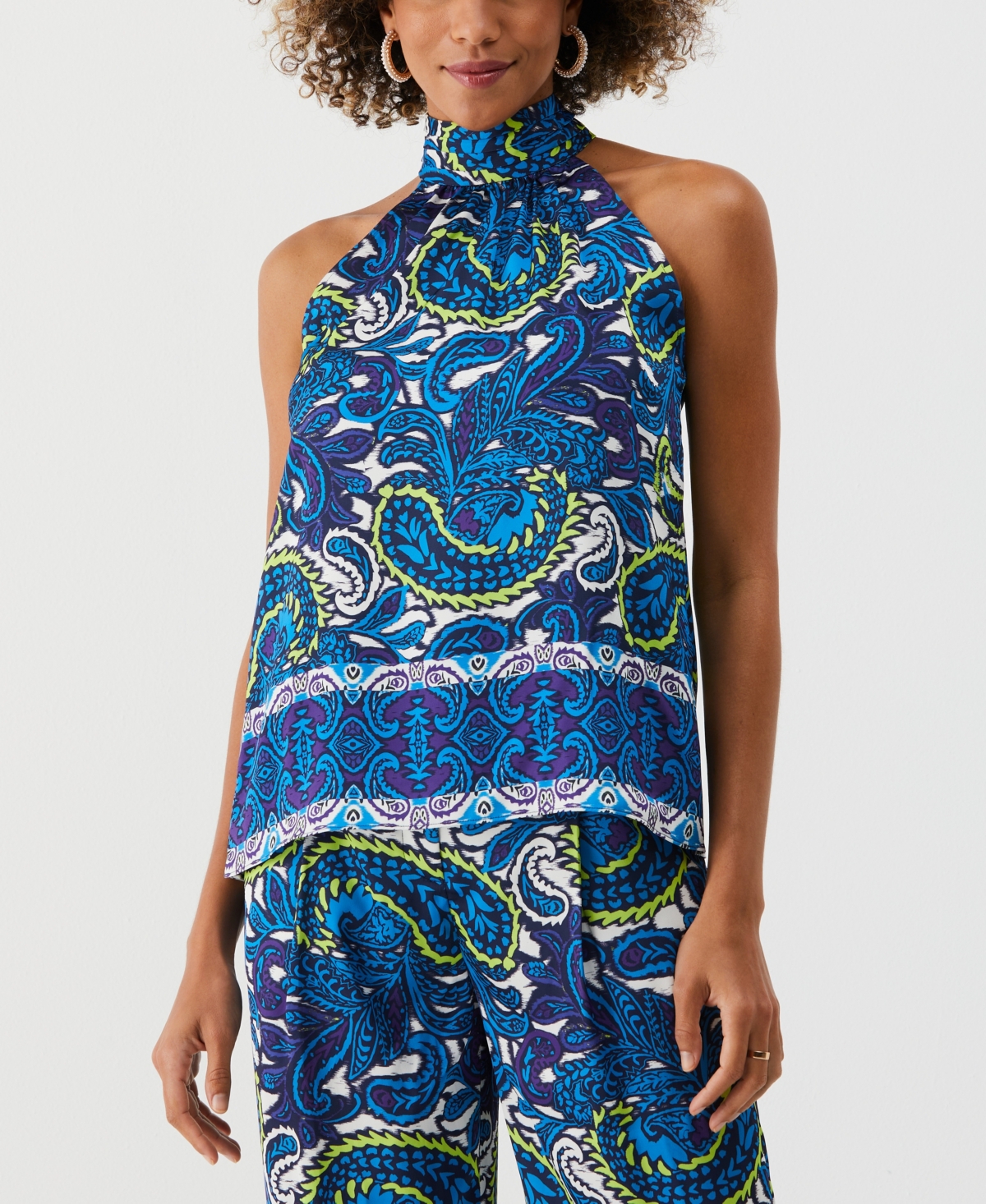 Ella Rafaella Petite Paisley Print Sleeveless Halter Top
