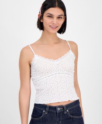 Juniors' Cotton Rib-Knit Striped Tank & Cardigan Set