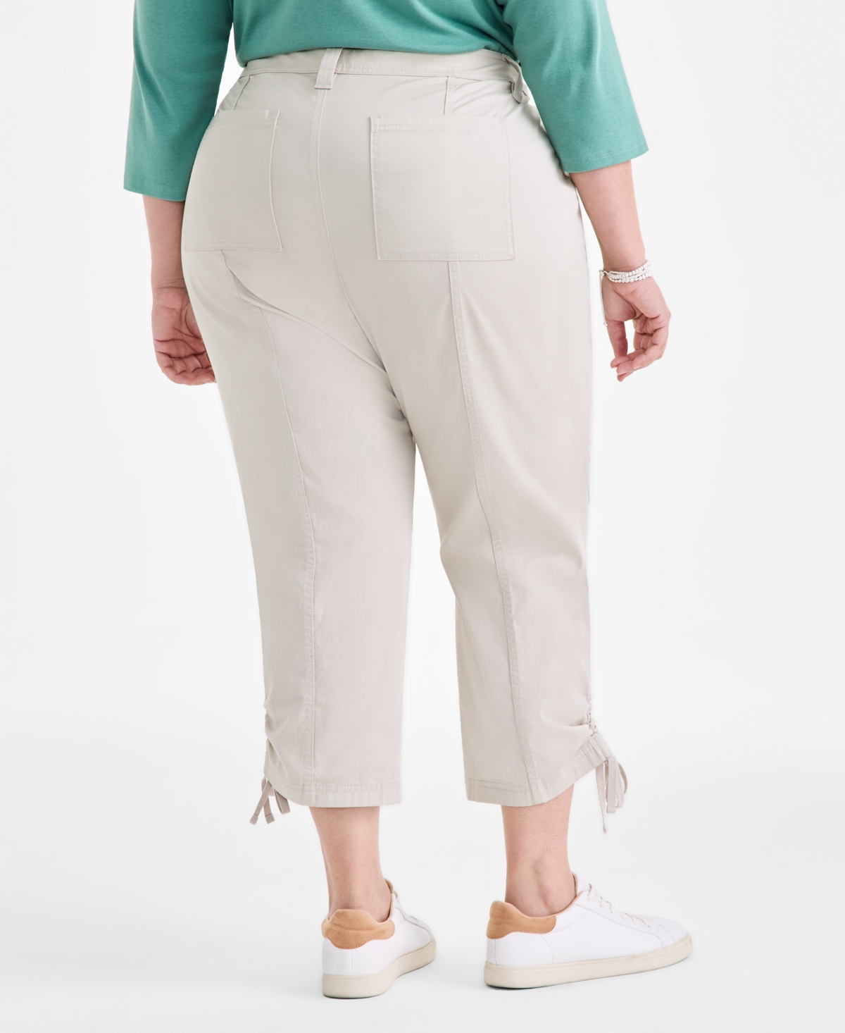 Style & Co Plus Size Tie-hem Cropped Utility Pants, Exclusively At Macy's In Gray