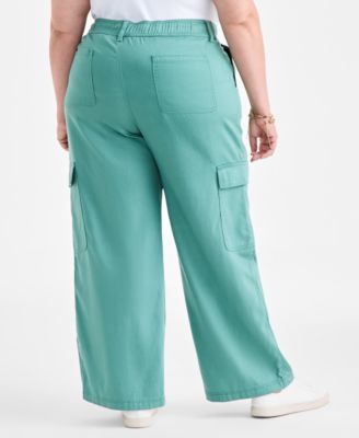 Plus Size Mid-Rise Wide-Leg Cargo Pants, Exclusively at Macy's 