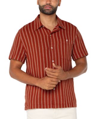 Liverpool Los Angeles - Men's Striped Short-Sleeve Camp Shirt