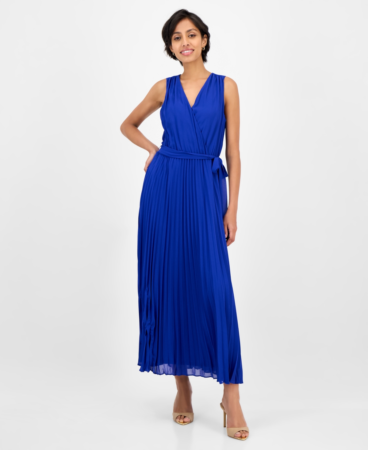 Women's Sleeveless Pleated Maxi Dress - Colbalt
