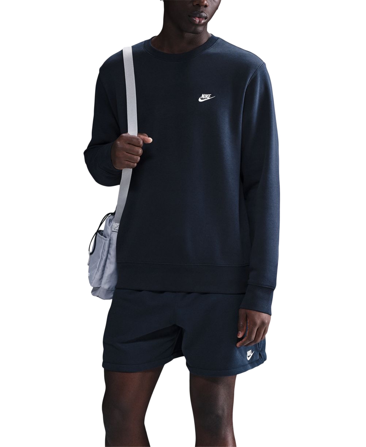 Men's Pullover Fleece Crewneck Logo Sweatshirt - Denim Turq/white