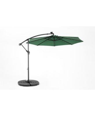 10ft Solar LED Offset Hanging Market Patio Umbrella ( Dark green )
