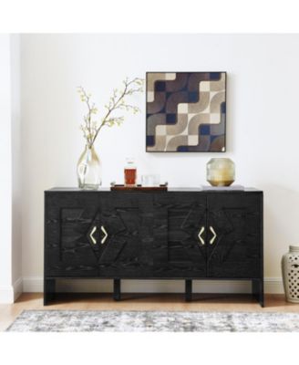 Mid-Century Modern Sideboard Buffet Cabinet - 60" Black