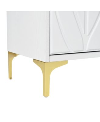 Carved 4-Door Sideboard - Handleless, Press-to-Open (White)