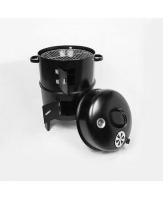 Outdoor double-layer grill, charcoal wood fired braising and smoking stove