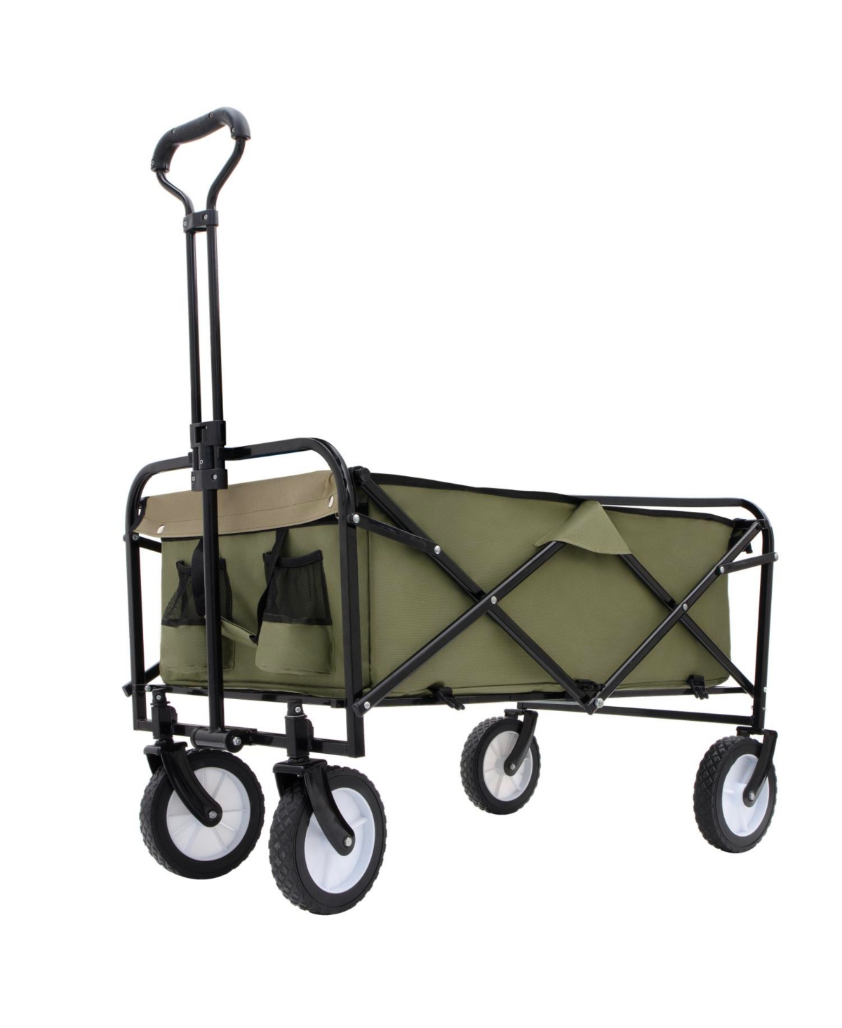 Collapsible Utility Wagon Cart - 360lb Capacity, All-Terrain Wheels - Blush+green,brown+green