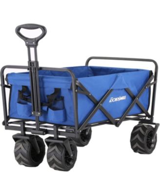 Heavy Duty 350 Lbs Capacity Collapsible Wagon, Outdoor Folding Camping Wagons, Grocery Portable Utility Cart, Adjustable Rolling Carts, All Terrain Sports Wagon with Big Wheels