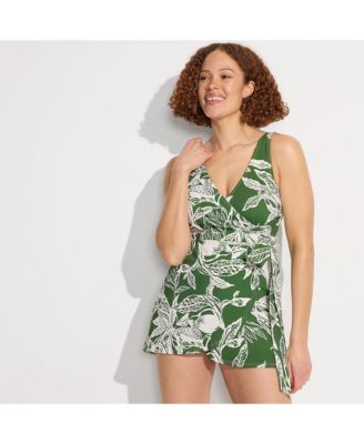 Women's Side Tie Mini Swim Dress Swimsuit