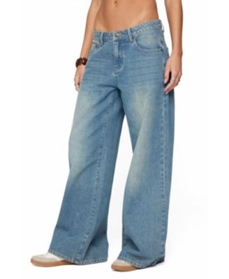 Women's Graphic Vintage Washed Low Rise Jeans
