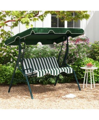 3 Seat Outdoor Patio Canopy Porch Swing with Cushioned Steel Frame