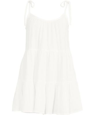 Women's Cotton Gauze Tiered Mini Cover-up Dress