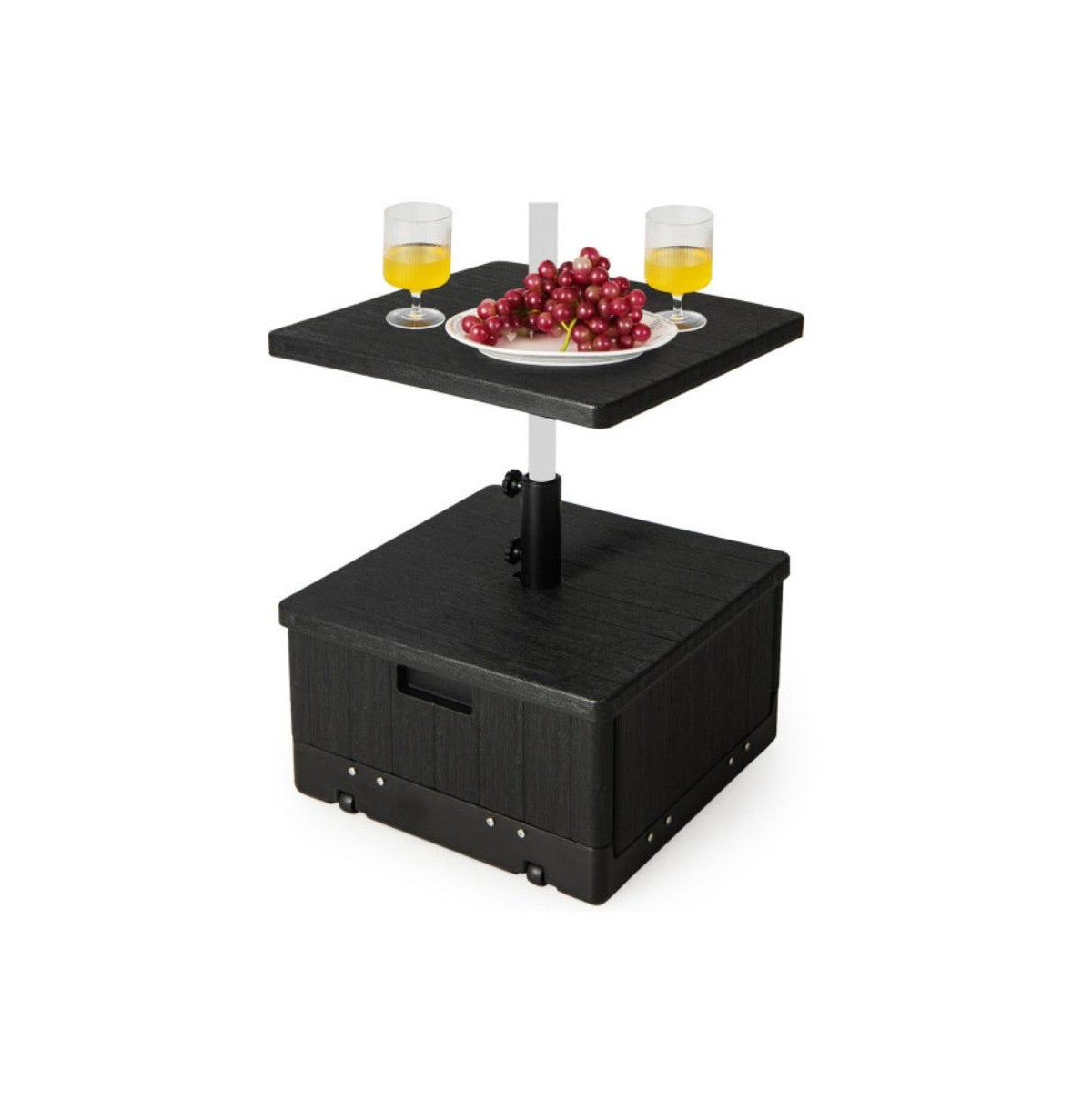 175 Lbs Outdoor Fillable Umbrella Base with Table Tray - Black
