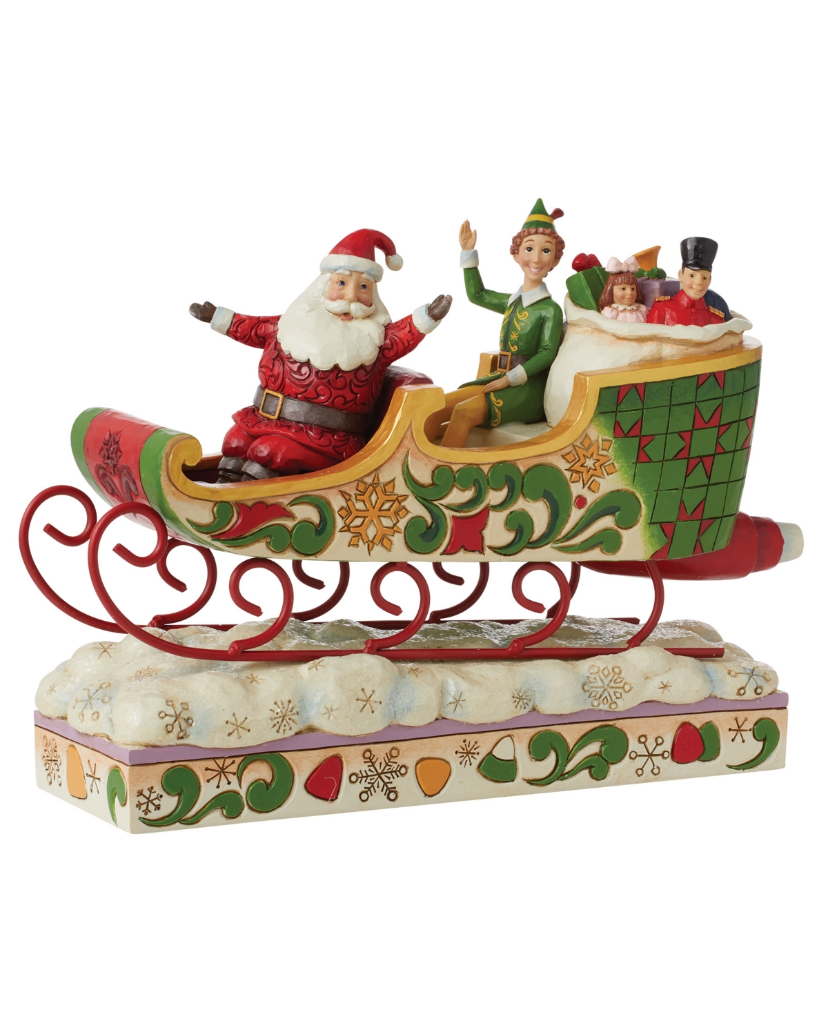 Jim Shore Buddy Elf with Santa in Sleigh Figurine