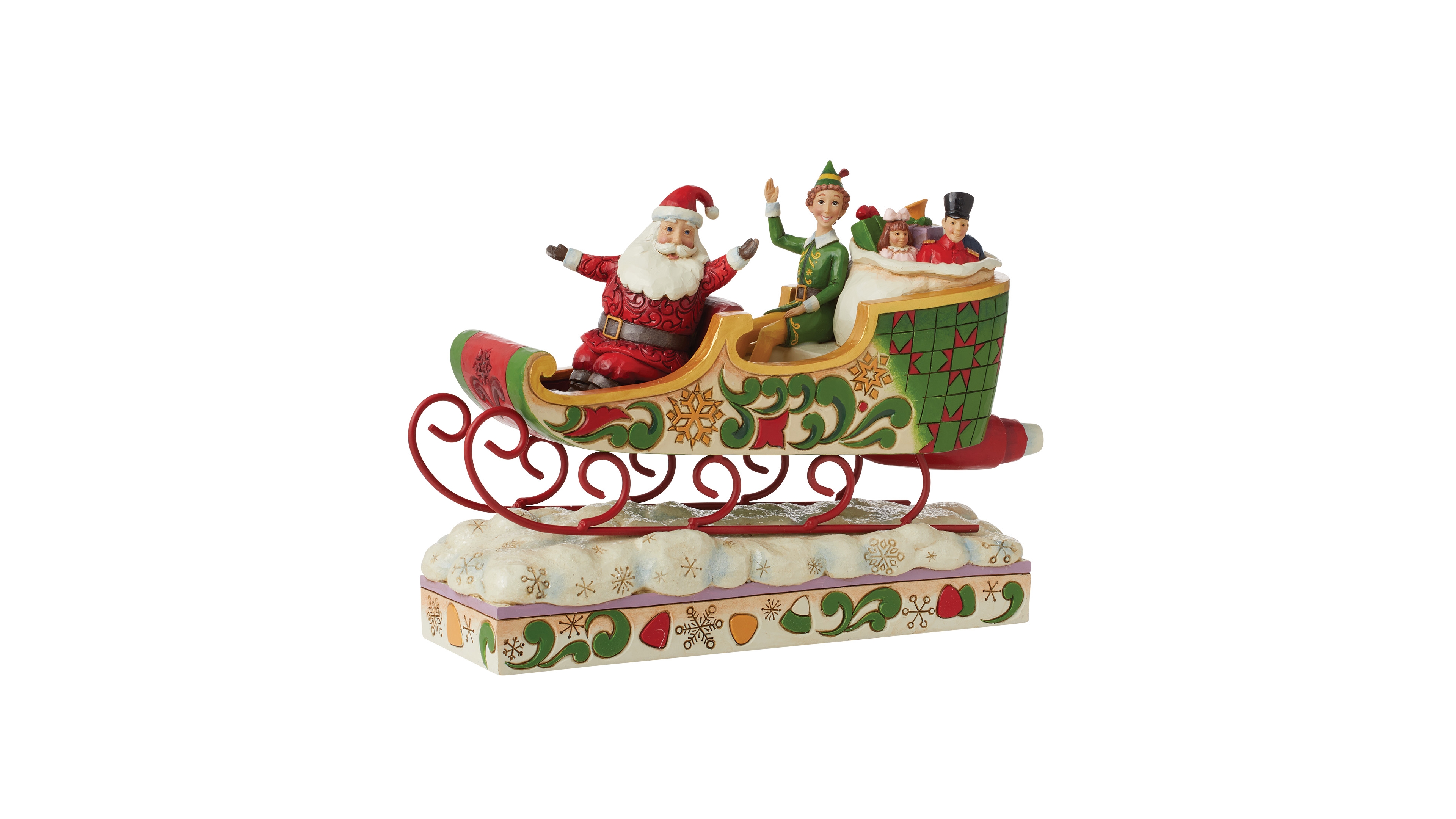 Jim Shore Buddy Elf with Santa in Sleigh Figurine