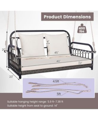 2-Person Outdoor Hanging Chair with Ropes