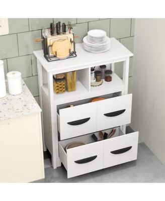 24 Inch Floor Cabinet with 2 Open Compartments and 2 Drawers