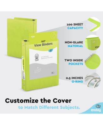 1Inch 3 Ring Binder, 1 Inch Round Ring Clear View Cover with 2 Inside Pockets Binders, Colored School Supplies Binders in Grey, Pink, Blue, Purple, Green and Red, Multicolor (6 PC) – by Enday