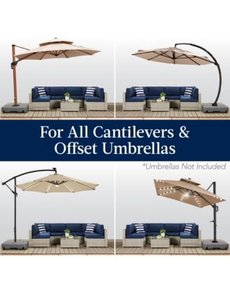 Heavy-Duty Outdoor Cantilever Base Stand w/ Wheels, Locks, Fillable 330lb Capacity