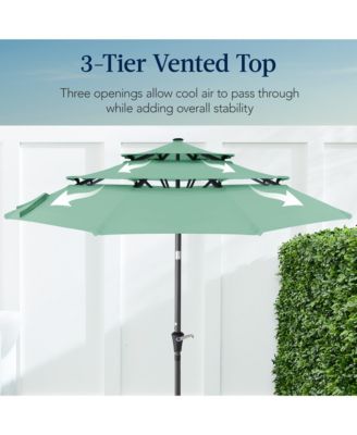 10ft 3-Tier Patio Umbrella, Market Sun Shade w/ Tilt Adjustment, Easy Crank