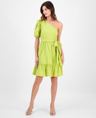 Anne Klein - Women's Asymmetric One-Shoulder Fit & Flare Dress